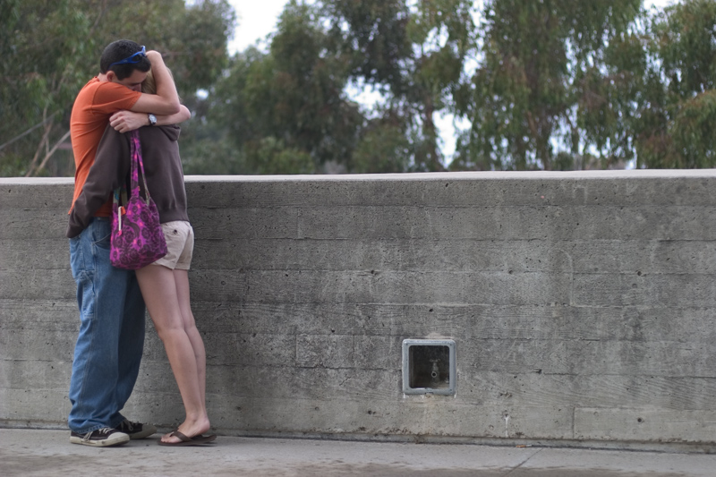 A picture of a couple hugging
